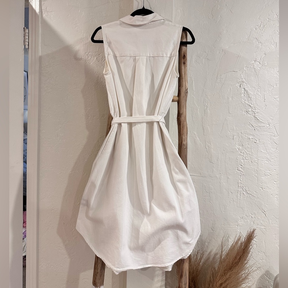 Who What Wear x Target Denim Sleeveless Button Down Dress White Size Small - Picture 3 of 8